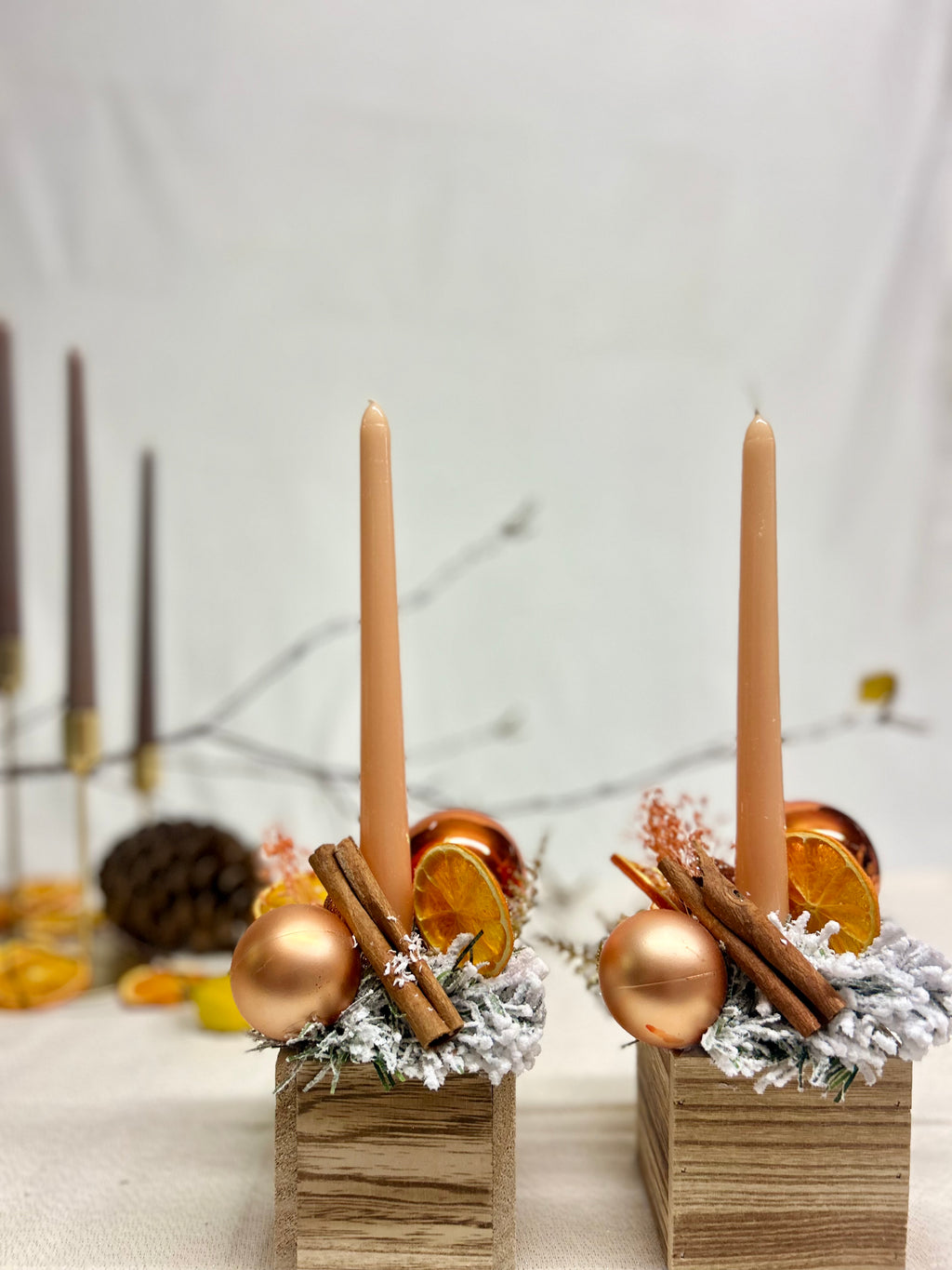 Centre de table bois orange