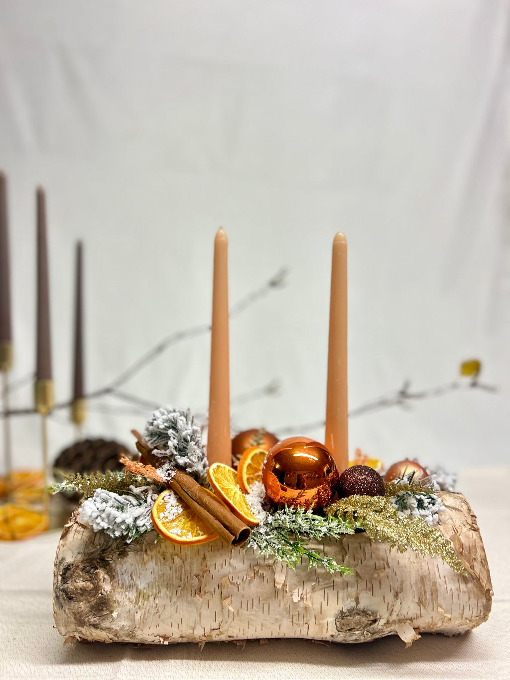 Centre de table buche orange