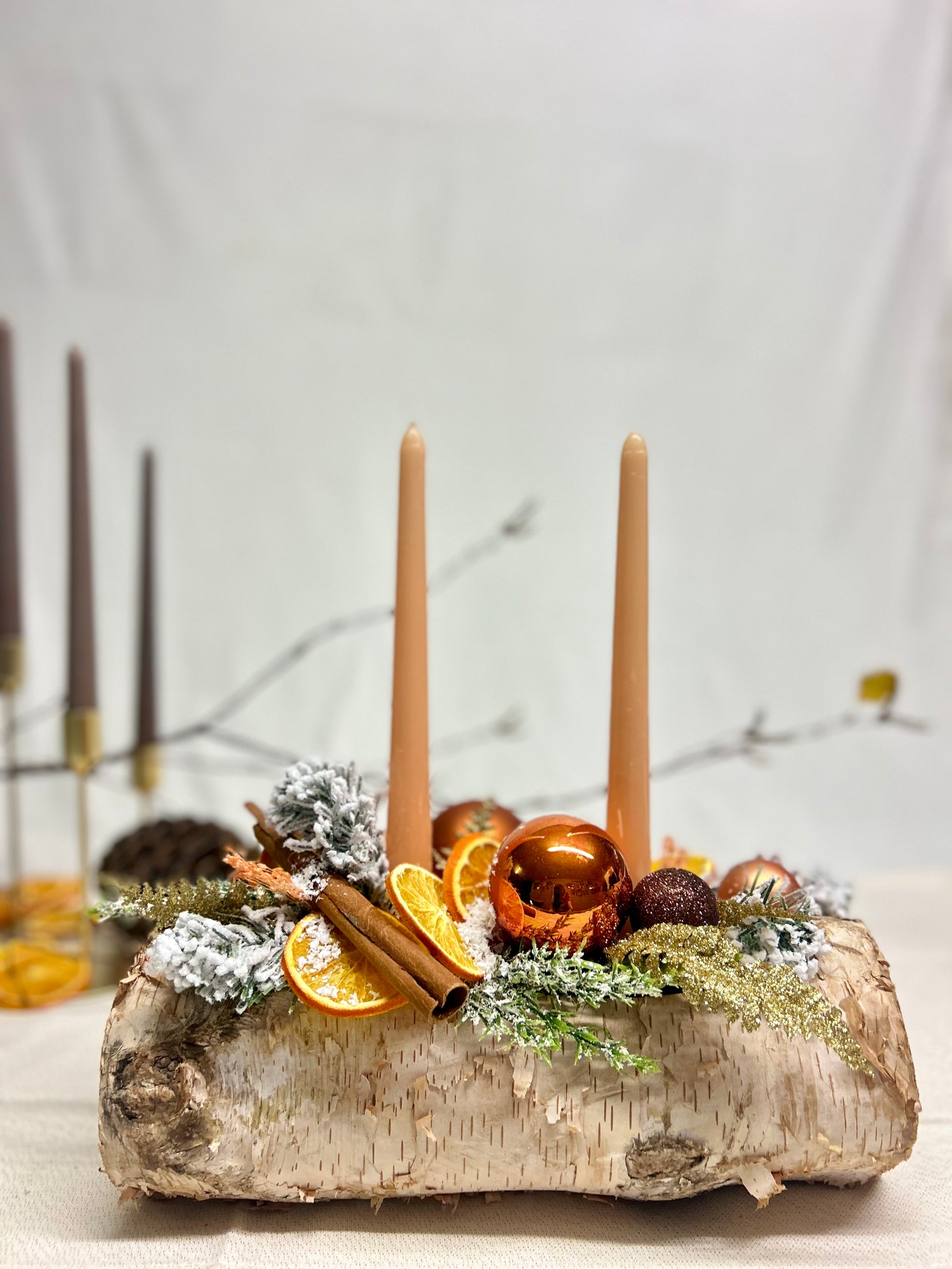 Centre de table buche orange