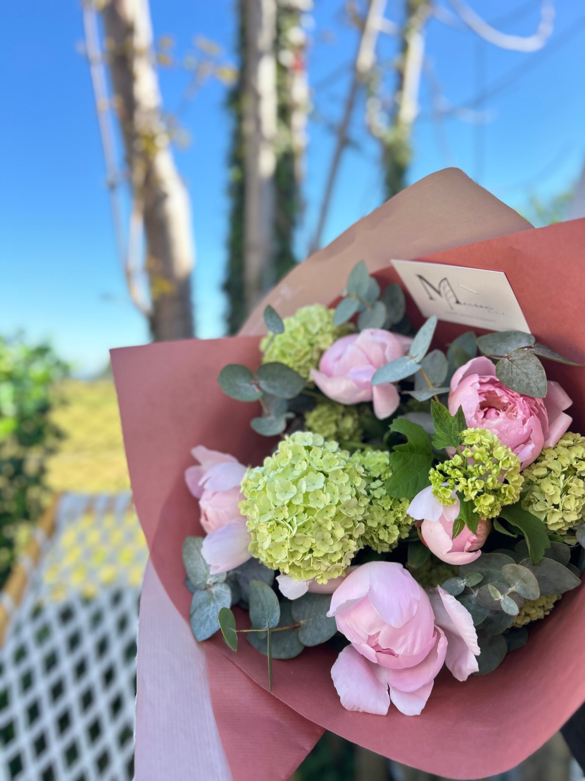 Bouquet pivoines rose pale