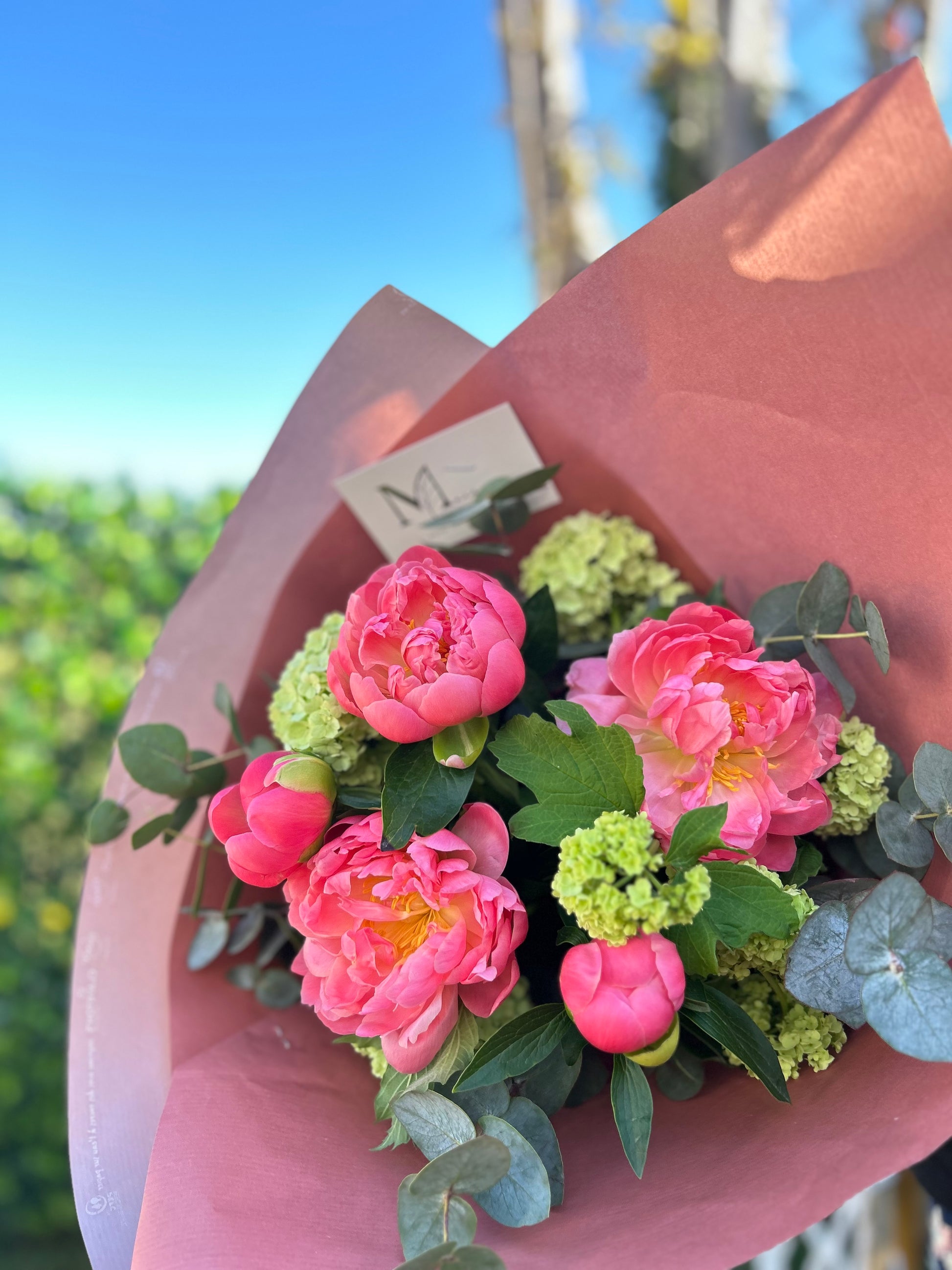 Bouquet pivoines rose