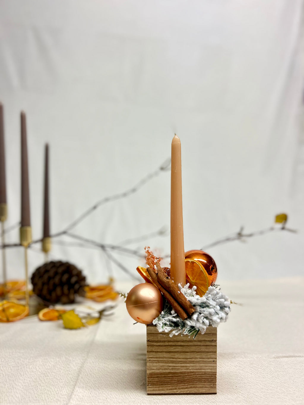 Centre de table bois orange