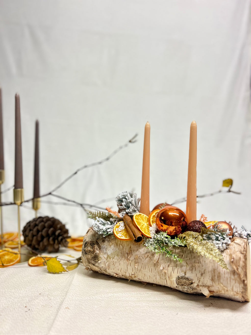 Centre de table buche orange